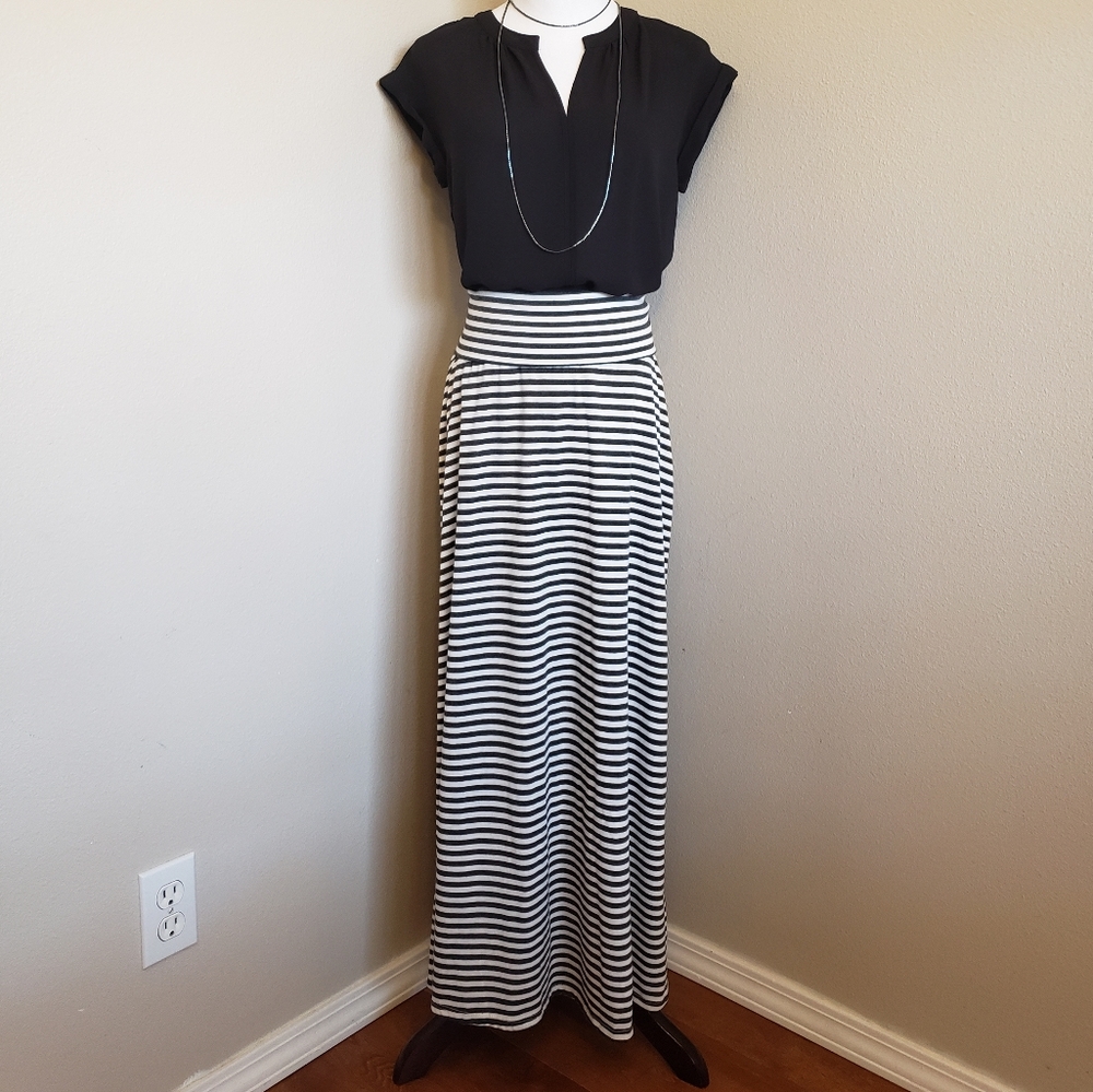 Downeast Striped Knit Maxi Skirt